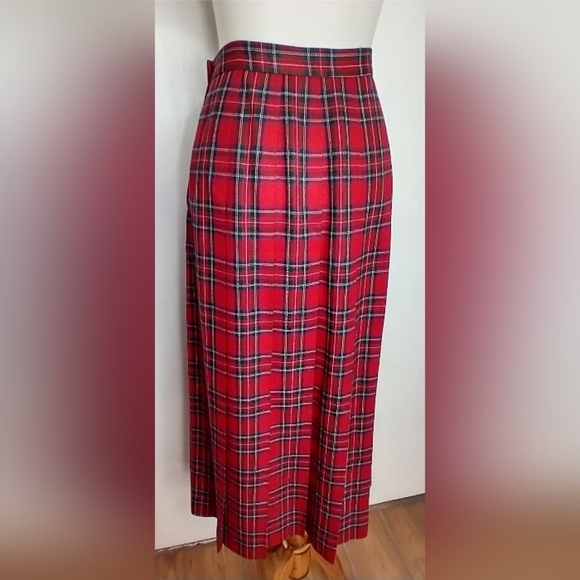 VINTAGE PLAID PLEATED MIDI SKIRT - Picture 4 of 9